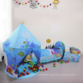 Child outdoor tent garden Auto Starter play house 3pc Ocean World Kids Play Tent with ball pit Tunnel Toddlers Play Castle